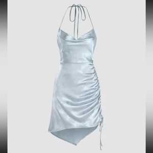 Y2K Satin Floral Jacquard Mini Dress